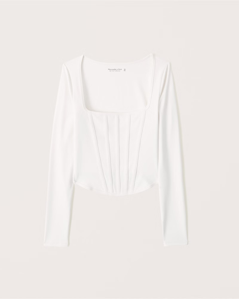 Long-Sleeve Seamless Fabric Corset Top | Abercrombie & Fitch (US)