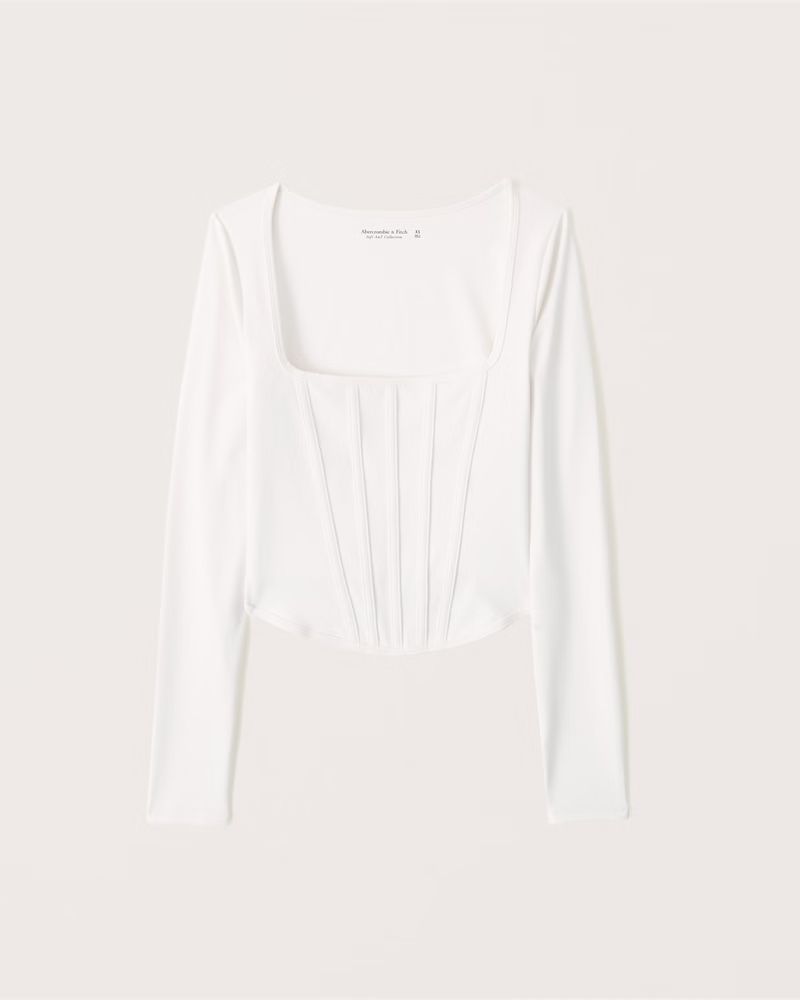Long-Sleeve Seamless Fabric Corset Top | Abercrombie & Fitch (US)