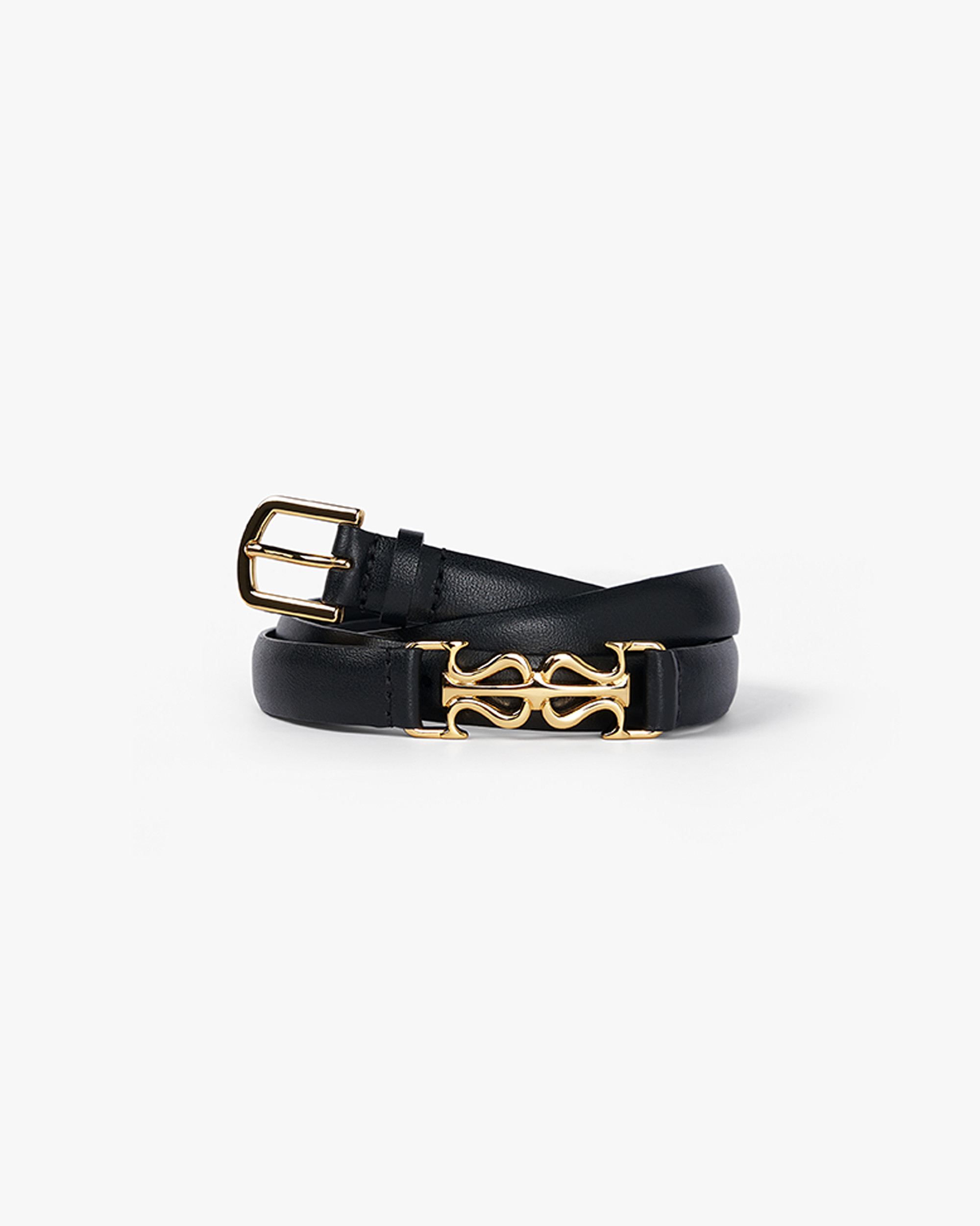 LS Clasp Leather Skinny Belt | LilySilk