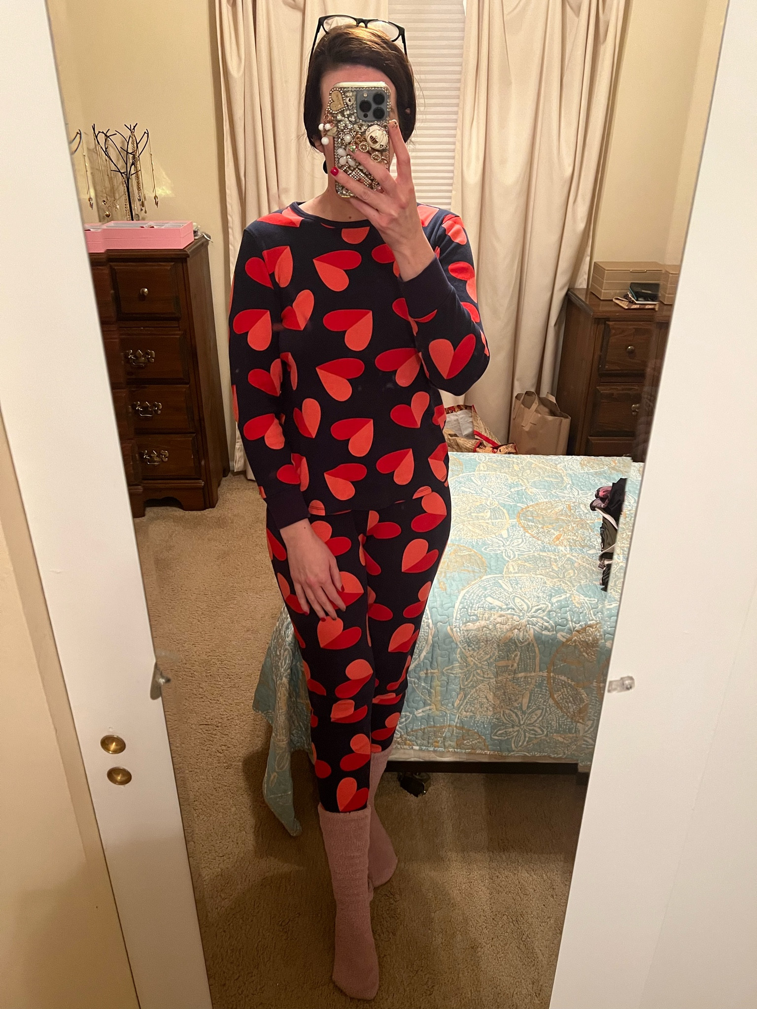 Navy blue, red and pink heart long sleeve pajamas (small). #pajamas #pjs #heartpajamas #longsleevepajamas #winteroutfit #casualoutfit #valentinesday #valentinesdayoutfit
Valentine’s Day Outfit 

#LTKFindsUnder100 #LTKSeasonal #LTKStyleTip