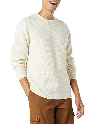 Amazon Essentials Men's Long-Sleeve Soft Touch Waffle Stitch Crewneck Sweater, Ivory, XX-Large | Amazon (US)