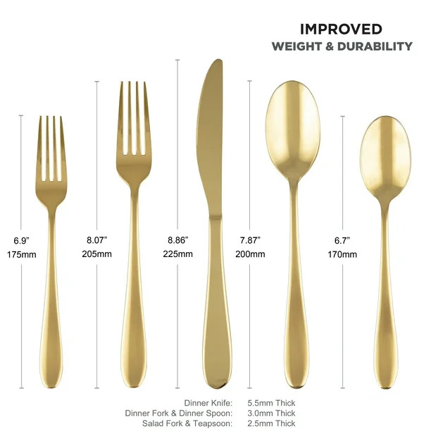 Cambridge Silversmiths Byram Gold 20-Piece Flatware Set, Service for 4 - Walmart.com | Walmart (US)