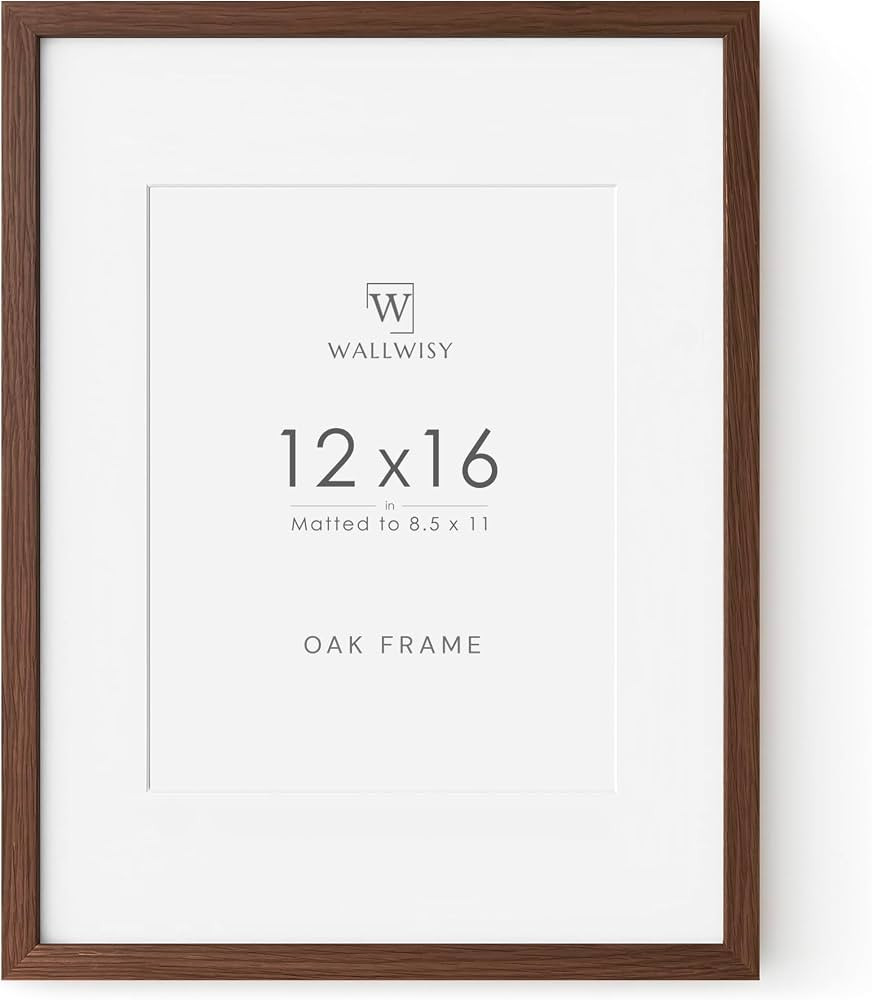 12x16 Oak Picture Frames, 12x16 Natural Wood Frame with Mat to 8.5x11, 16x12 Frame for Wall, (Wal... | Amazon (US)