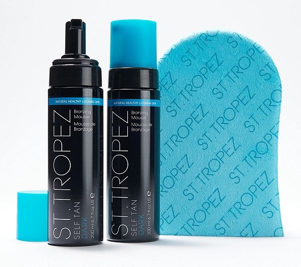 St. Tropez Set of 2 Dark Self Tan Mousse with Mitts | QVC