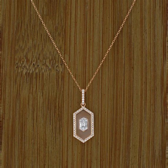 14K Genuine Diamond Medallion Shape Necklace for Women in 14k Rose White and Yellow Gold | Etsy (US)