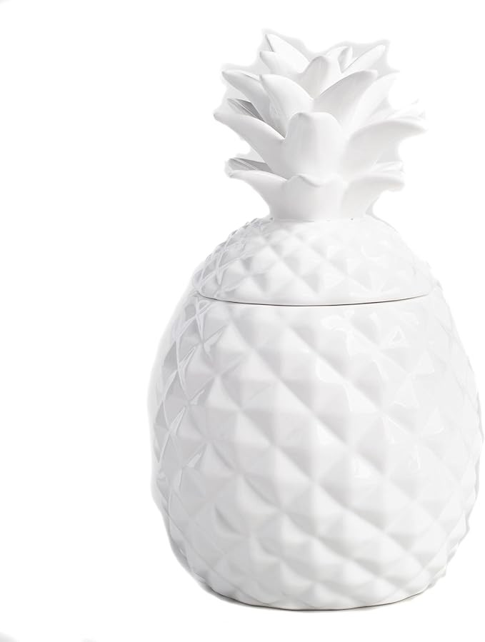 World Market Ceramic Airtight Pineapple Cookie Jar Storage Container Large - White | Amazon (US)