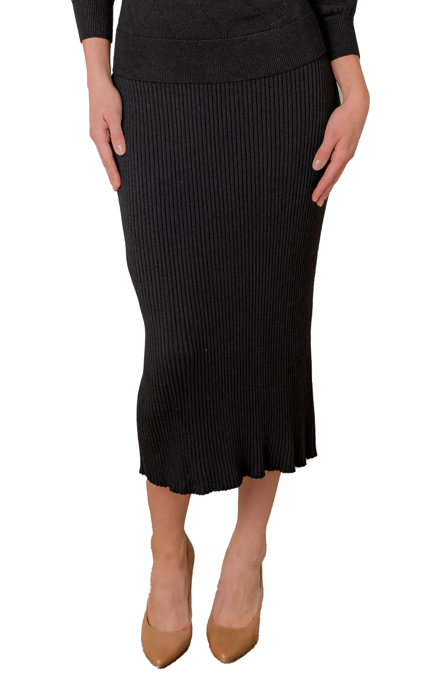 Organic Rib Knit Sweater Midi Skirt | Nordstrom
