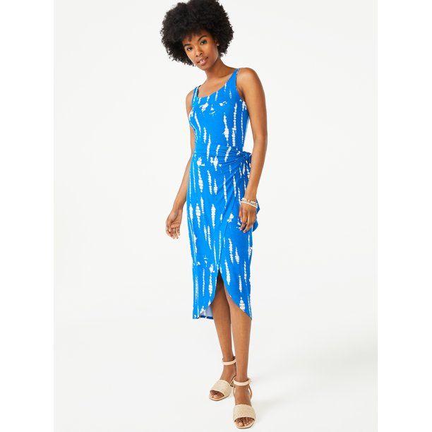 Scoop Women's Printed Sleeveless Midi Wrap Dress | Walmart (US)