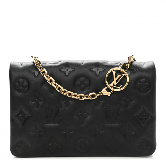 LOUIS VUITTON Lambskin Embossed Monogram Pochette Coussin Black | Fashionphile