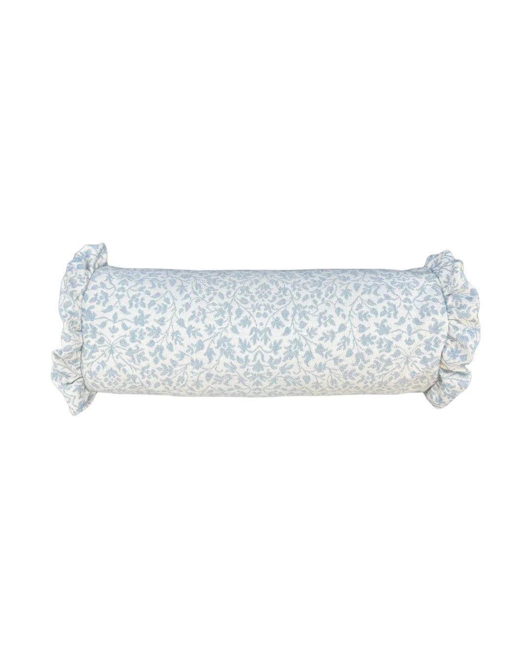 Ruffle Edge Bolster Pillow in Blue Greenwich Floral | Brooke & Lou | Brooke and Lou