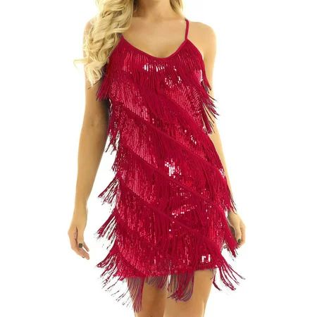 Ovticza Short Dress for Women Sleeveless Spaghetti Strap Sexy Dress Scoop Sequin Womens Black Mini D | Walmart (US)