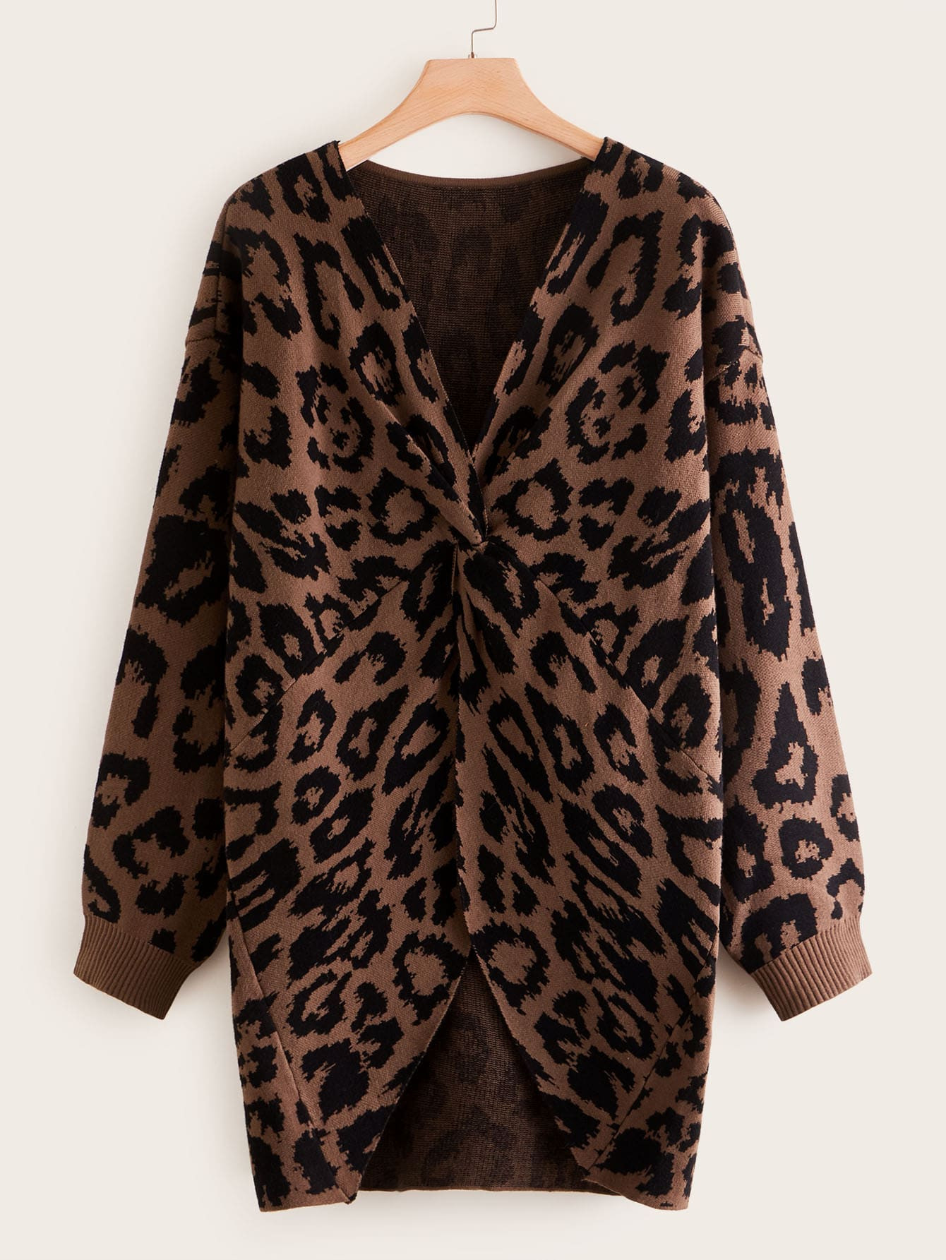 Plus Allover Leopard Twist Front Sweater | SHEIN
