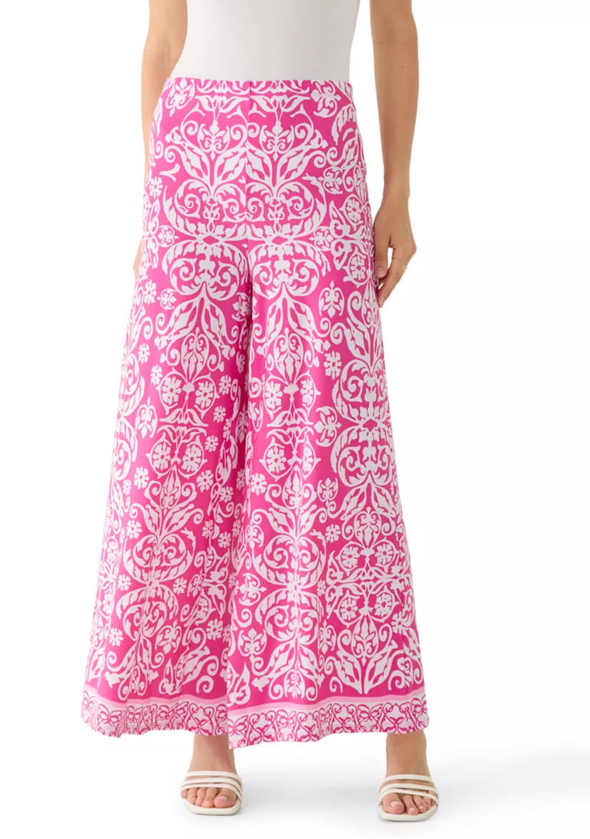 Women's Wide Leg Pull On Border Pants | Belk