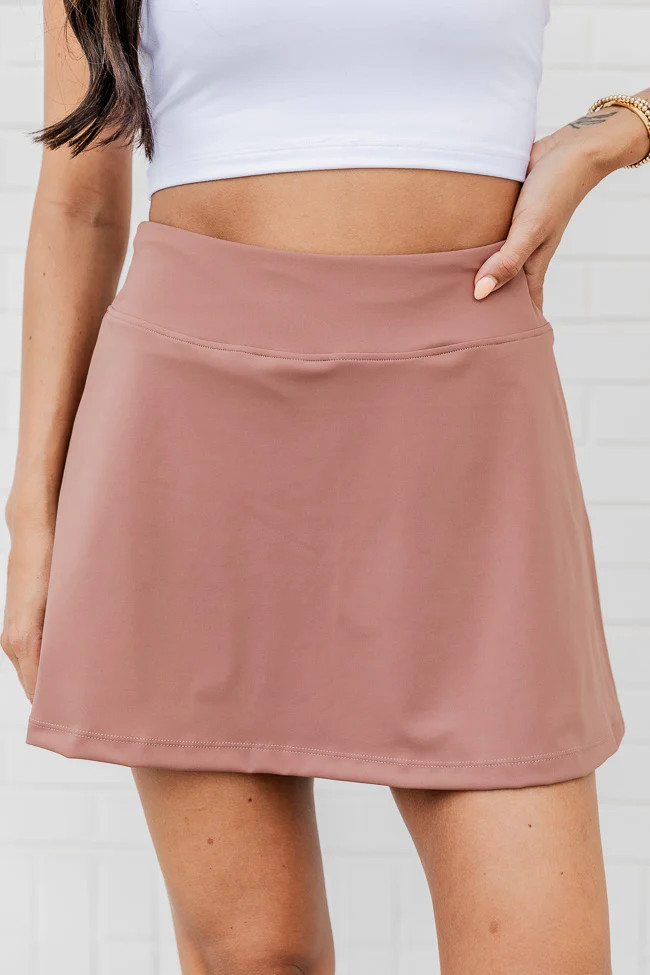 Don't Sweat It Brown Active Skort | Pink Lily