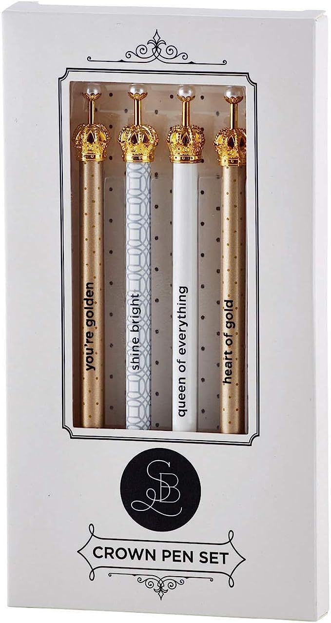Creative Brands Santa Barbara Ballpoint Crown 4-piece Pen Set With Pearl in Gift Box - Glam B1396 | Amazon (US)