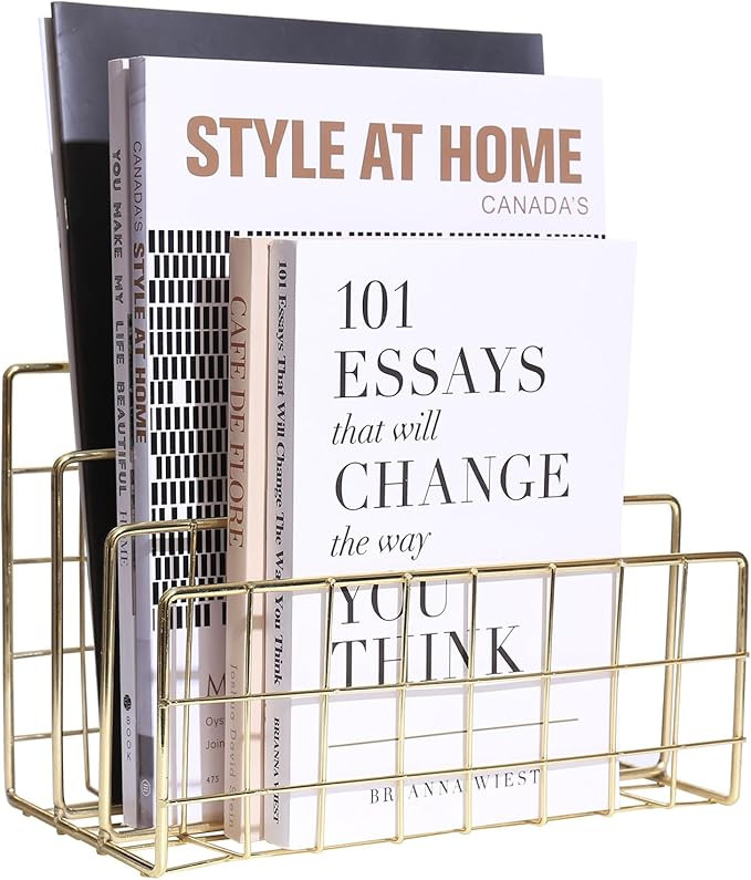 Metal File Organizer, 3 Vertical Sections, Desktop Paper/Mail/Letter/Record Holder, File Folder H... | Amazon (US)