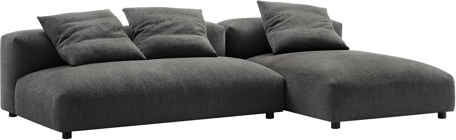 Solace 2-Piece Modular Upholstered Fabric Sectional Sofa With Chaise In Charcoal | 1stopbedrooms