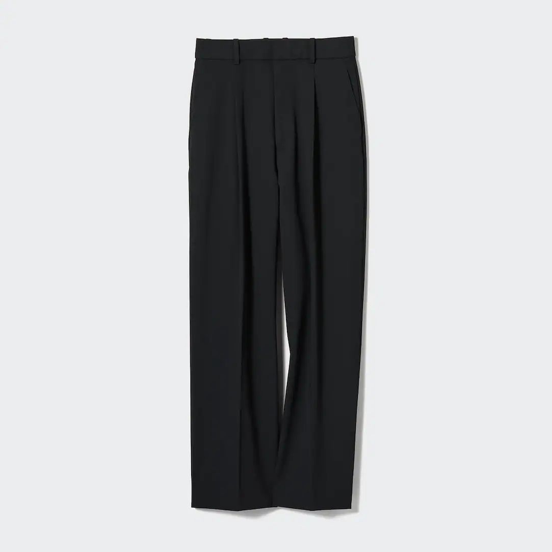Pleated Wide Trousers | UNIQLO UK | UNIQLO (UK)
