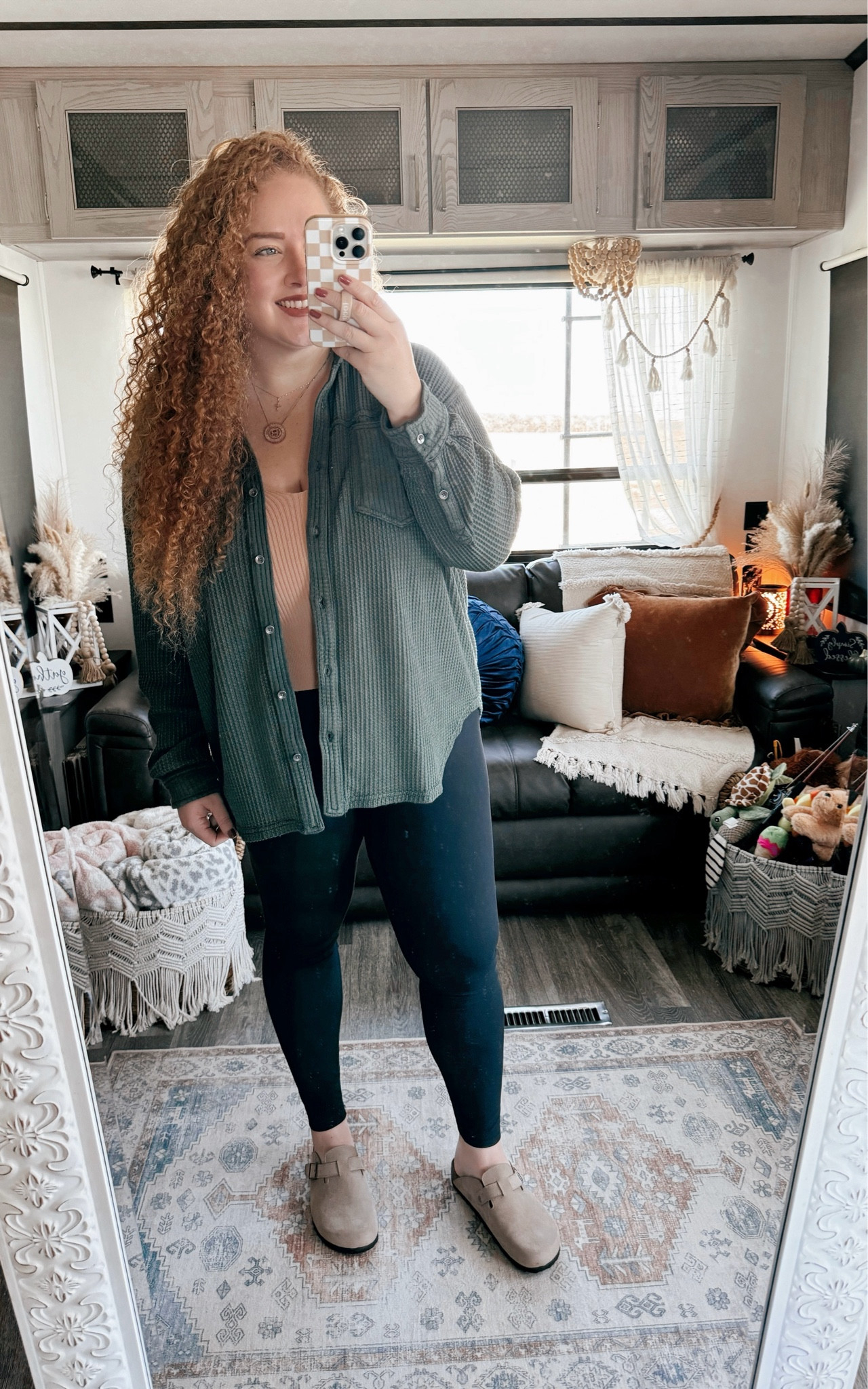 This shacket  is so cozy💚aerie shacket  | green shacket | fall shacket | shacket style  | leggings | Amazon leggings | lululemon leggings dupe | clogs | amazon clogs | tank top | amazon tank top  | amazon fashion | amazon finds | amazon look | amazon outfit | fall outfit | fall look | fall fashion | fall finds | fall outfit inspo | fall fashion inspo | fall 2024 | clogs outfit | clogs style 

#LTKMidsize #LTKStyleTip #LTKSeasonal