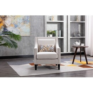TiramisuBest Accent Solid Wood Living Room Nailhead Chair - Beige | Bed Bath & Beyond