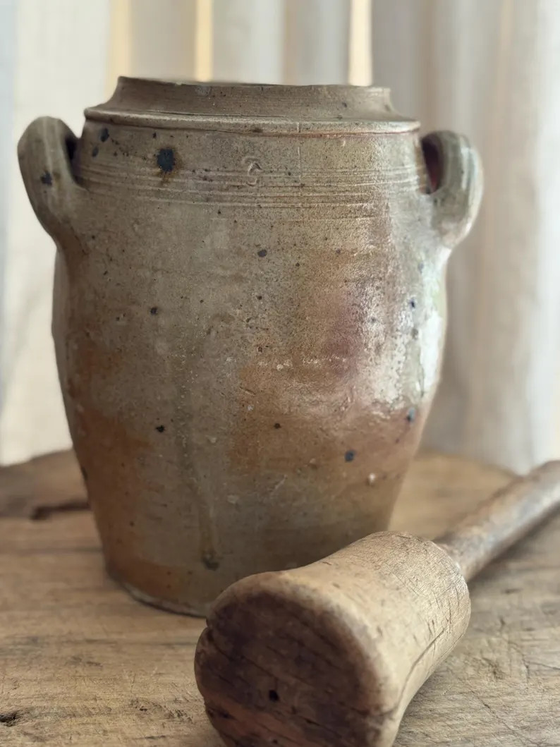 Large French Confit Jar • Ash-brown Stoneware Crock With Twin “ear” Handles • C.1900s Far... | Etsy (US)
