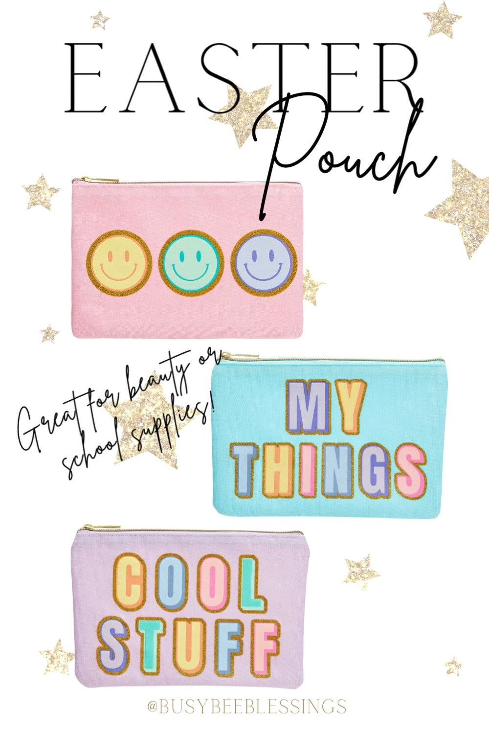 Cheerful Easter pouches are so fun for beauty bags or school supplies. Perfect addition to Easter baskets. 🐣

#LTKkids #LTKSeasonal #LTKbeauty