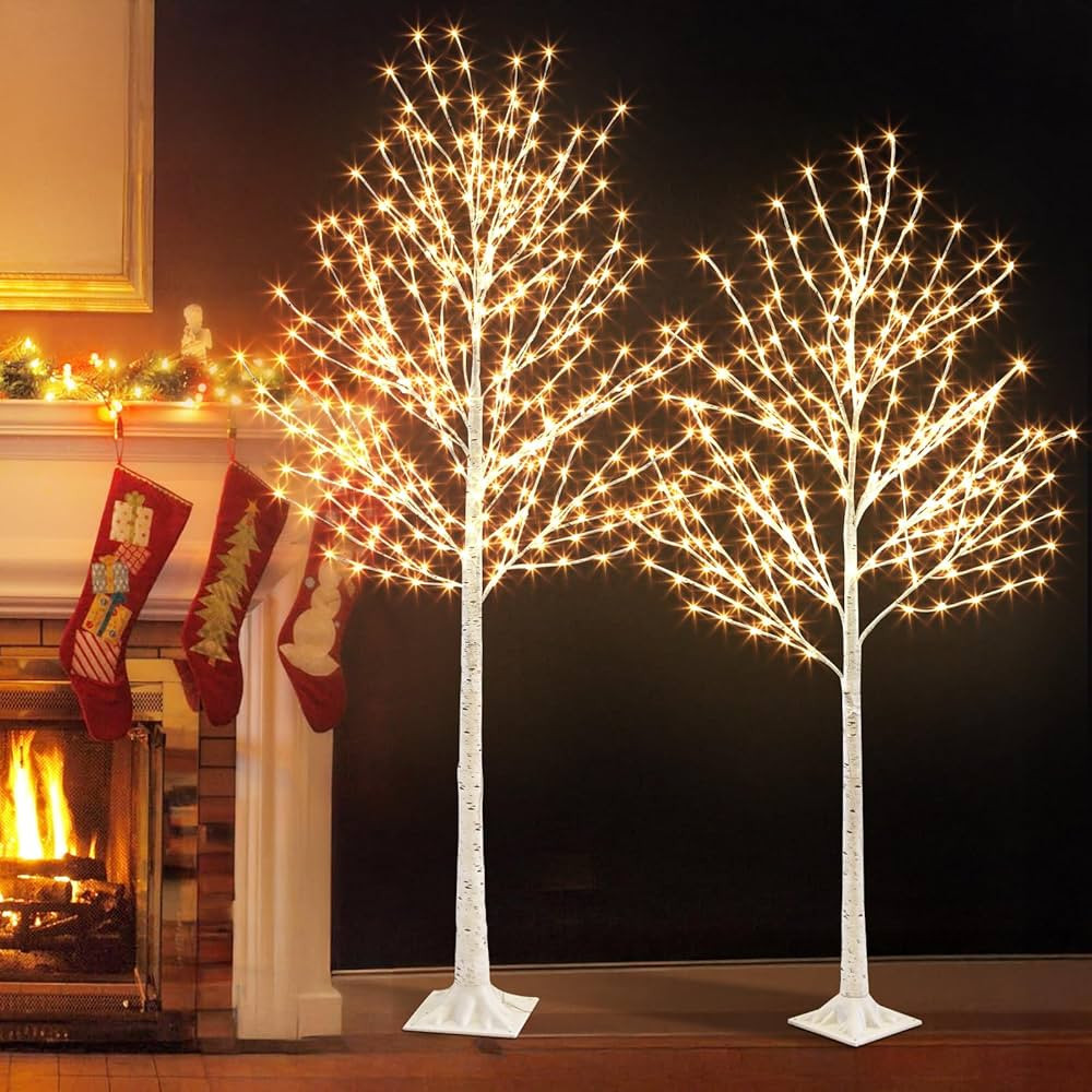 EAMBRITE Christmas Decor, 2 Pack Lighted Birch Tree Indoor Outdoor Decorations, 5FT 6FT Prelit Ar... | Amazon (CA)