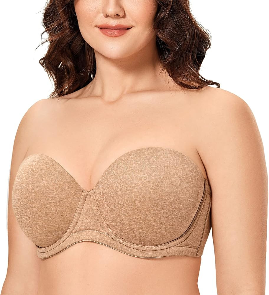 DELIMIRA Women's Underwire Contour Multiway Full Coverage Strapless Bra Plus Size | Amazon (US)