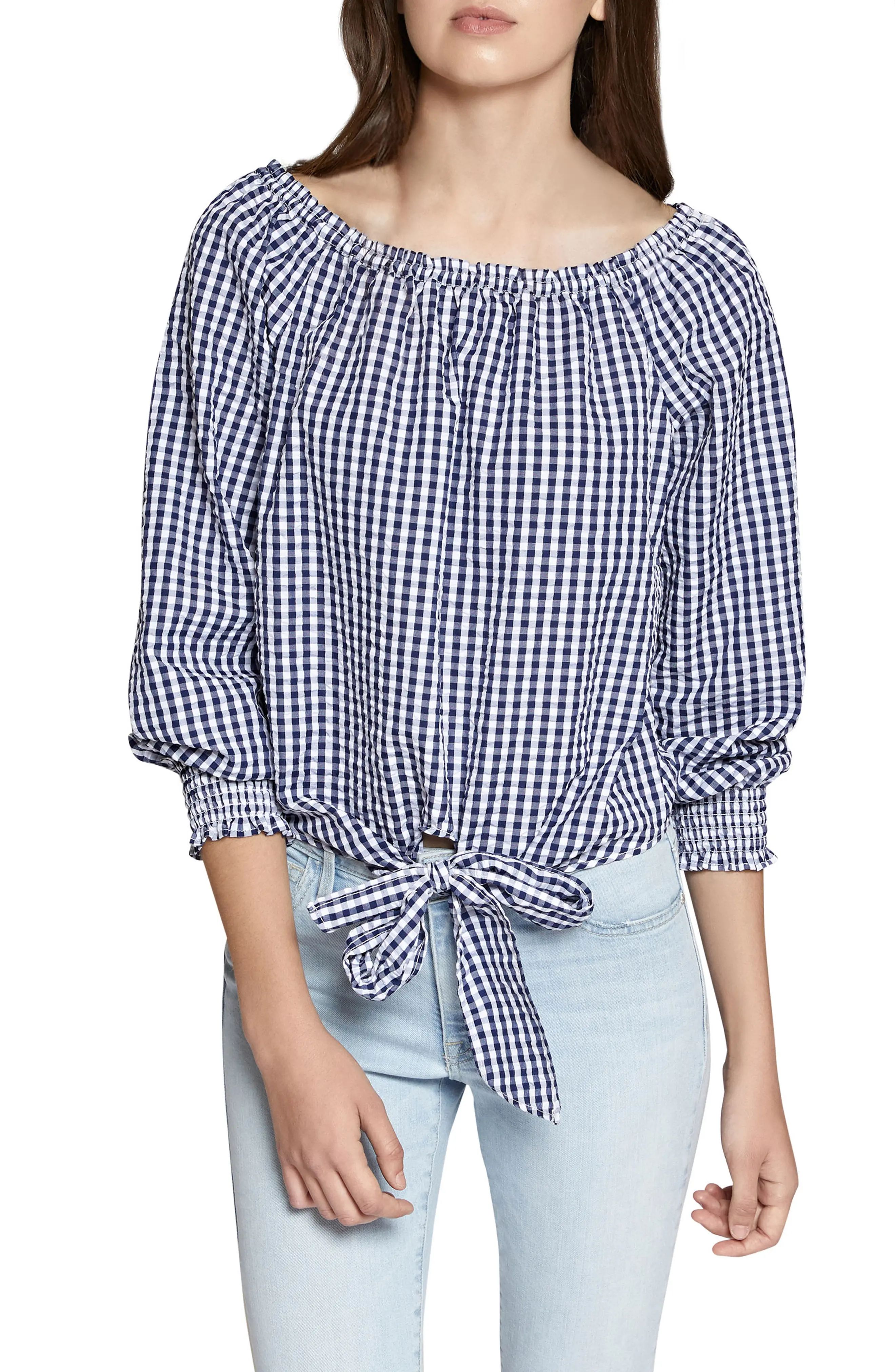 Claire Pinstripe Tie Front Top | Nordstrom