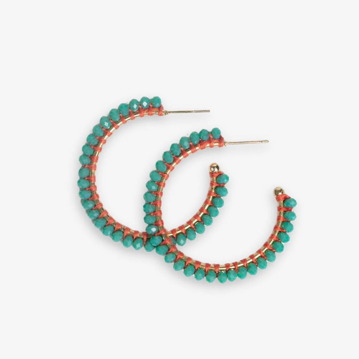 Lillian Crystal Threaded Beads Hoop Turquoise | INK+ALLOY