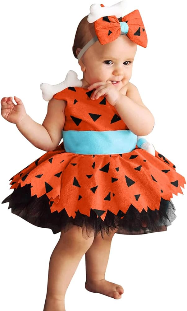 Toddler Kids Girls Halloween Pebbles Costume Mesh Tulle Dress Princess Outfits for Girls Boys Dre... | Amazon (US)