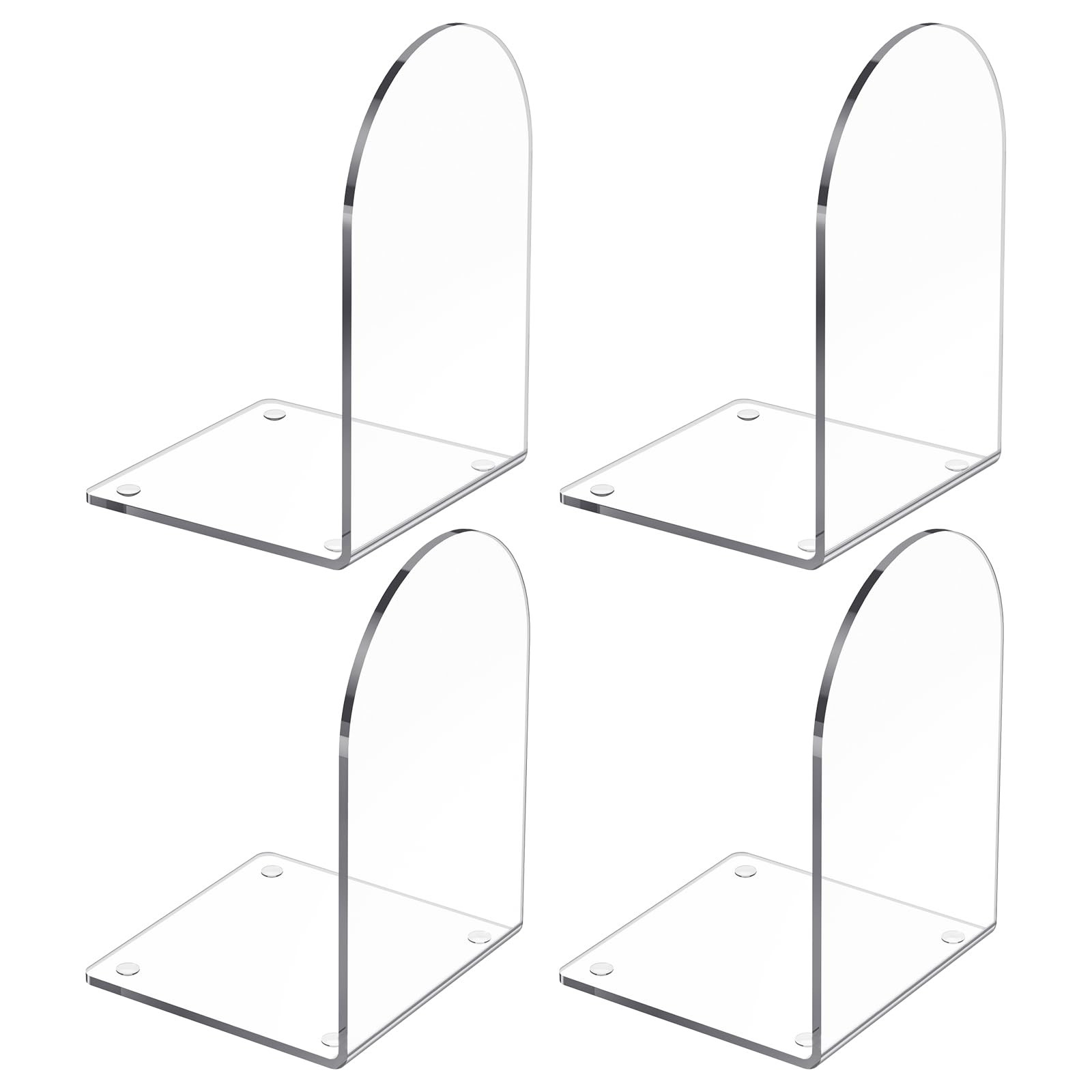 4 Pcs Acrylic Bookends, Clear Book Ends for Heavy Books, Bookend Holders for Shelves, Arch Book S... | Amazon (US)