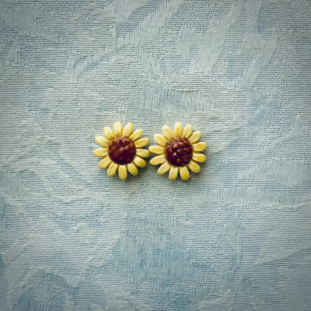 2 Small Ceramic Sunflowers, Hand Painted Art Tiles, Garden Mosaic Supply | Etsy (US)