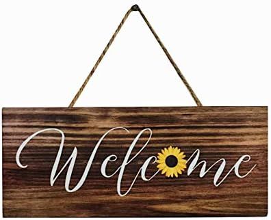 Wooden Sunflower Welcome Sign for Front Door - Fall Welcome Door Signs for Front Porch - Rustic F... | Amazon (US)
