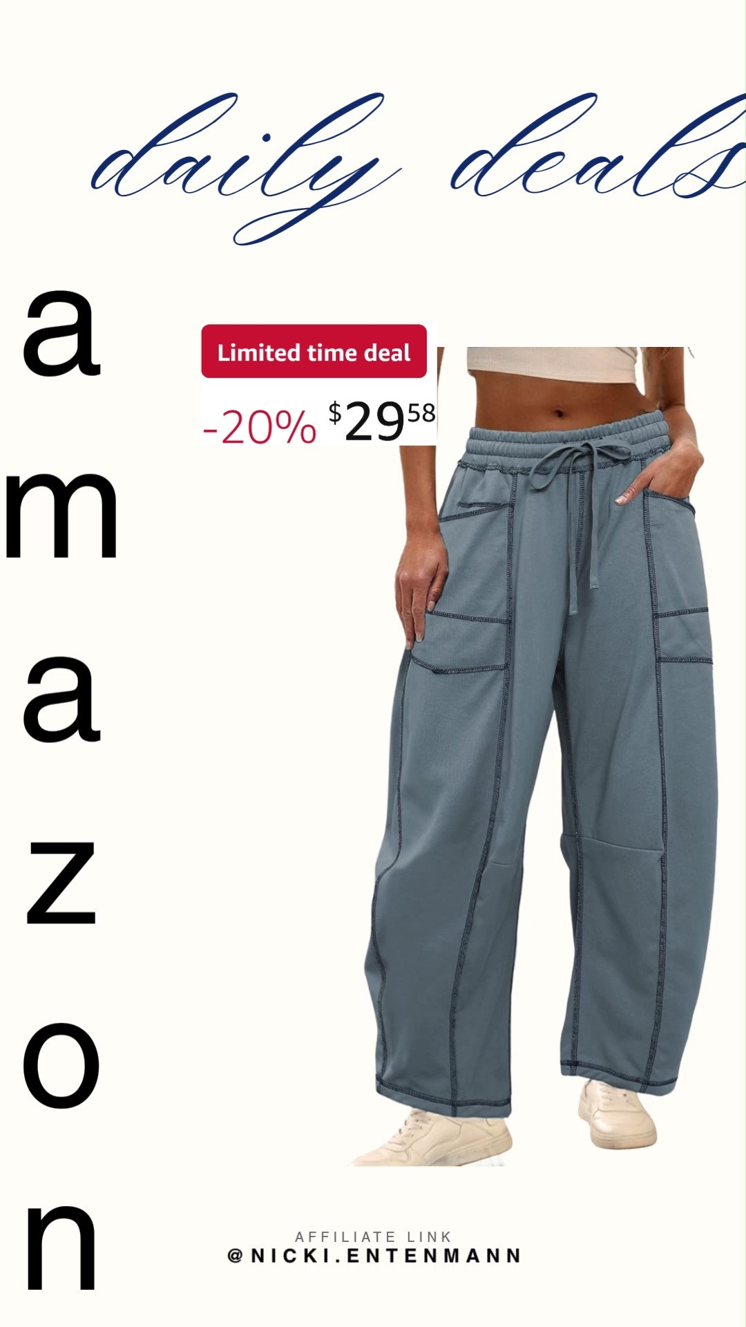 Relaxed style meets everyday ease with these baggy barrel sweatpants, featuring wide legs, drawstring comfort, and handy pockets. Perfect for lounging or stepping out in laid‑back confidence. 🌟👟👜  

#sweatpants #barrelpants #widelegpants #casualwear #loungewear #cottonpants #womenswear #style #fashionfinds #ootd 

 #LTKootd #LTKActive #LTKSaleAlert