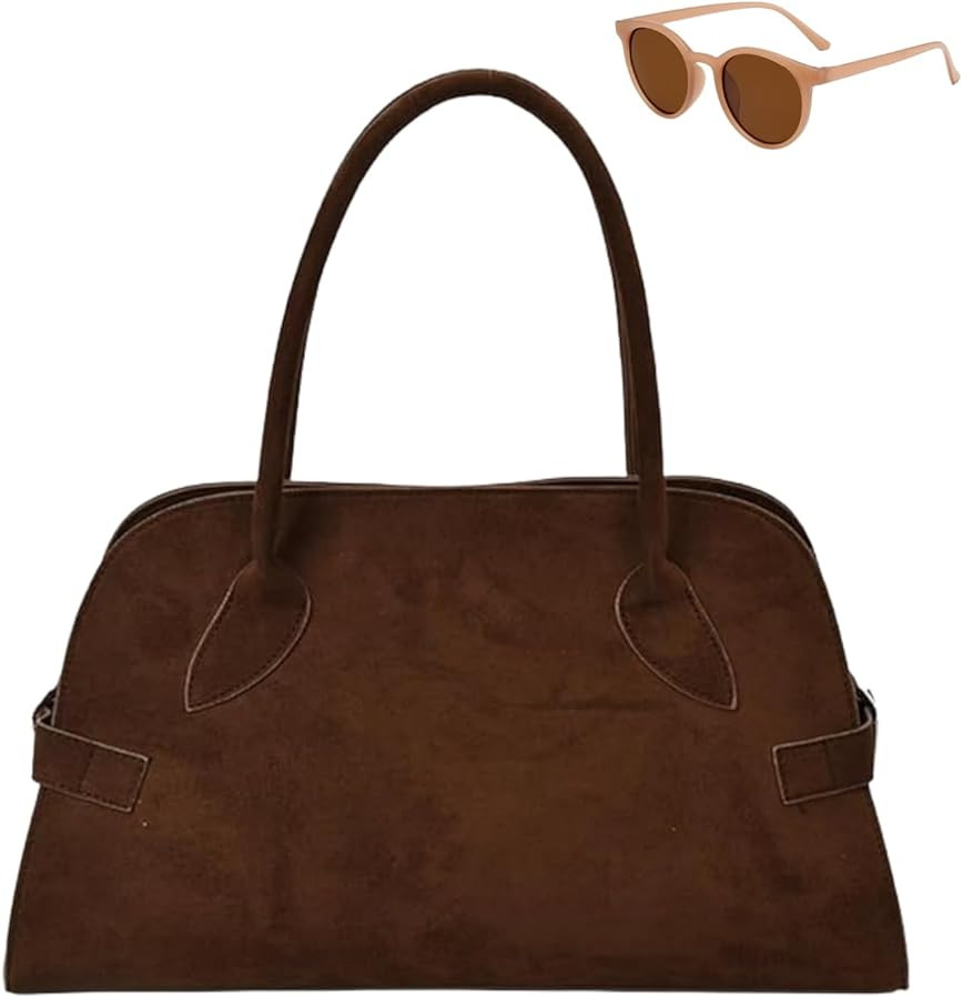 Vintage Suede Tote Bag For Women, Fashion Casual Handbag For Work, Large Capacity Soft Hobo Singl... | Amazon (US)