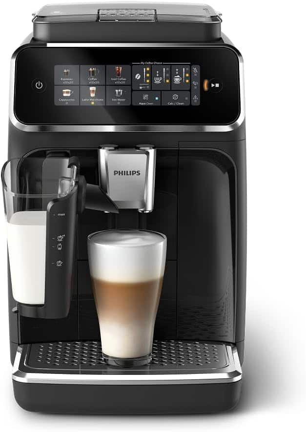 Philips - 3300 Fully Automatic Espresso Machine with LatteGo Milk System & integrated grinder - 6 Hot & Iced Coffee Pre-Sets - Glossy Black | Best Buy U.S.