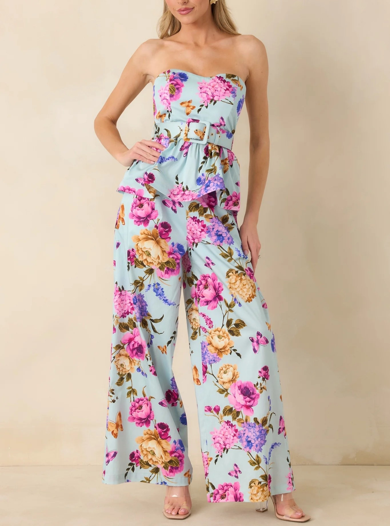 This strapless peplum top combines a soft floral print with a structured silhouette for a look that feels polished yet easy. The blue tones add a fresh seasonal feel while maintaining a refined finish. Style the look with a pair of matching pants. Top: Under $170; Pants: Under $150.

Keywords:

* floral peplum top
* strapless peplum top
* cotton floral top
* blue floral top
* summer peplum top
* feminine summer top
* casual chic top
* brunch outfit top
* vacation top
* resort wear top
* strapless blouse
* floral crop top style
* elevated casual top
* summer outfit idea
* romantic floral top
* daytime summer top

#LTKTravel #LTKWedding #LTKootd