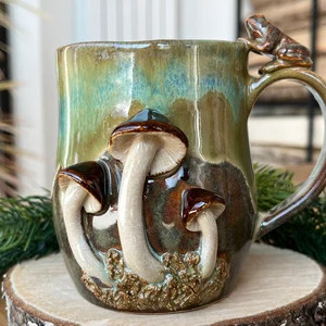 Magic Mushroom Mug, Choose With Frog, Snail or Thumb Rest, Pottery Cups, Earthy Ceramics, Handmad... | Etsy (US)