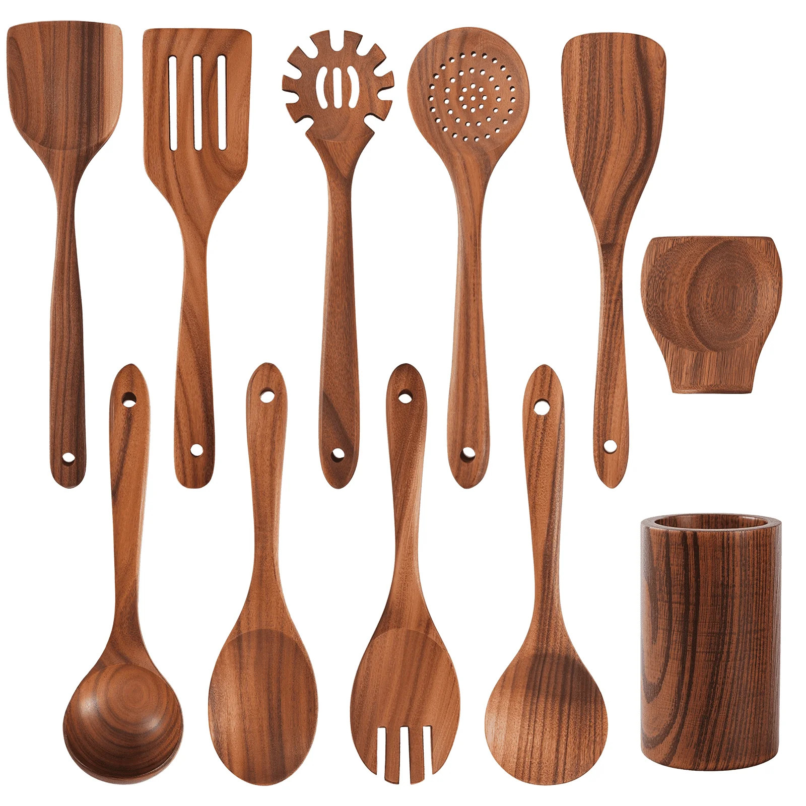 VAVSEA 11 Pcs Wooden Spoons for Cooking, Thickened Natural Wooden Cooking Utensil with Wide Utens... | Walmart (US)