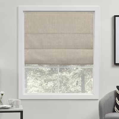 Exclusive Home  Acadia 34-in x 64-in Natural Blackout Cordless Roman Shade | Lowe's