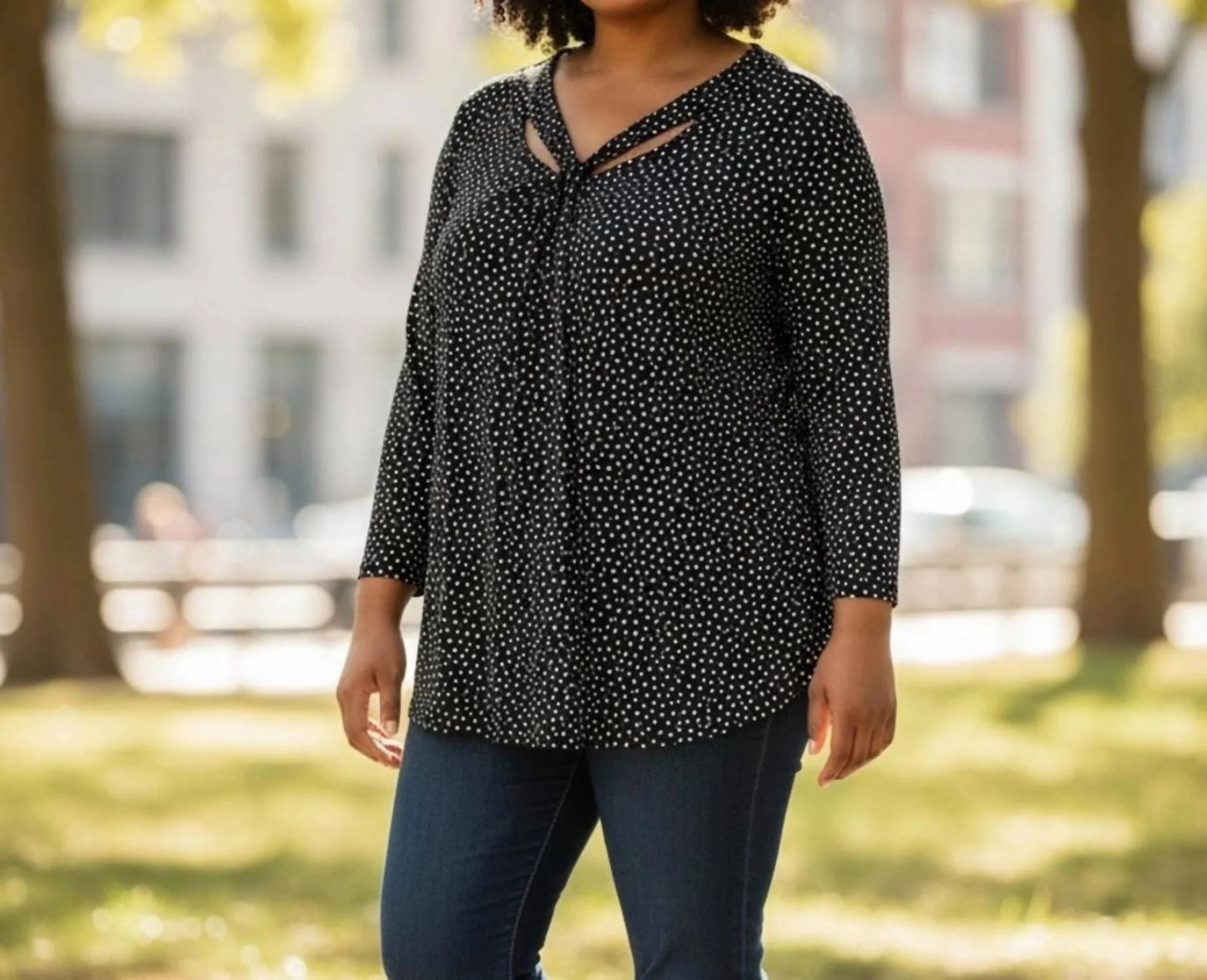 Women's Polka Dot Top In Black | Shop Simon