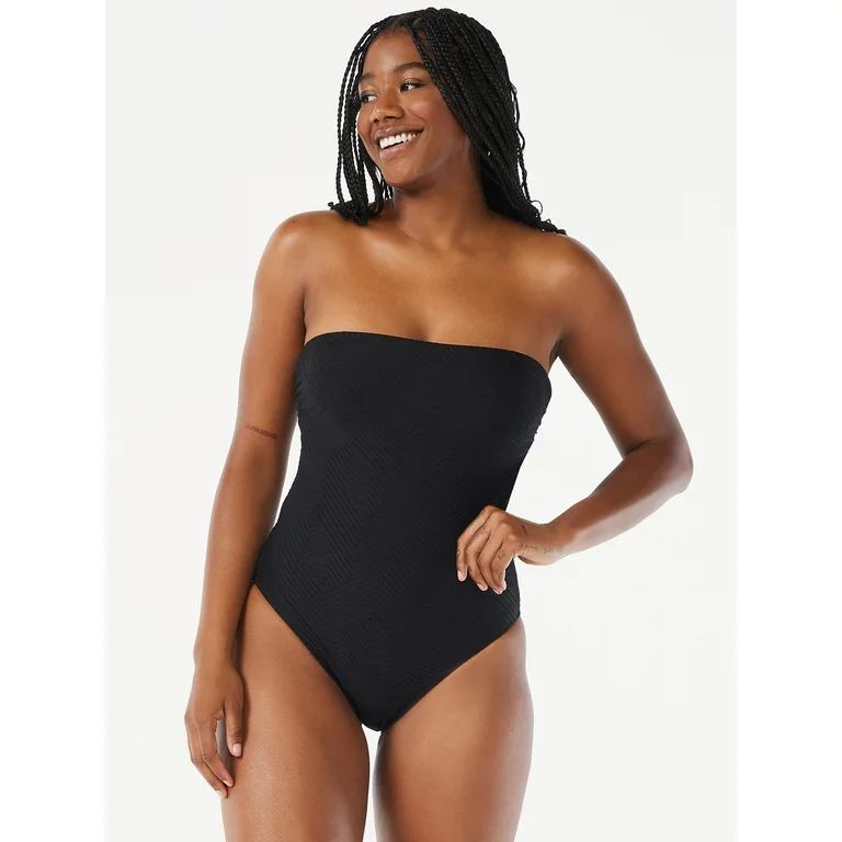 Love & Sports Women's Textured Strapless One-Piece Swimsuit - Walmart.com | Walmart (US)