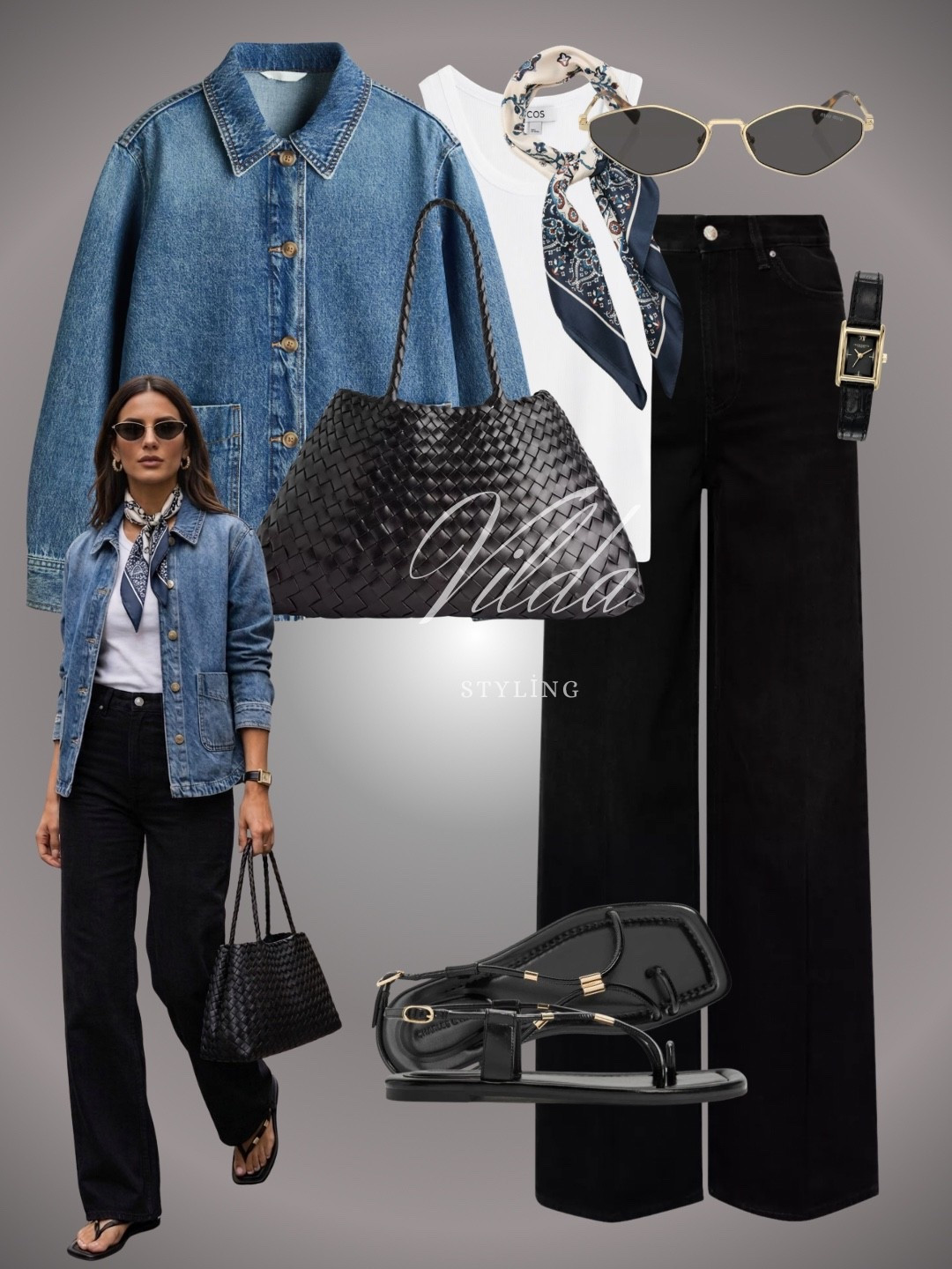 This look is the definition of timeless chic. It takes a rugged denim worker jacket and elevates it with sleek, Parisian-inspired accessories. It’s the perfect uniform for a weekend coffee run or a casual day at the office. #DenimJacket #ParisianStyle #MinimalistFashion #CasualChic #CapsuleWardrobe #SpringTransition #WideLegPants #OOTD 

#LTKstyletip #LTKspring #LTKeurope