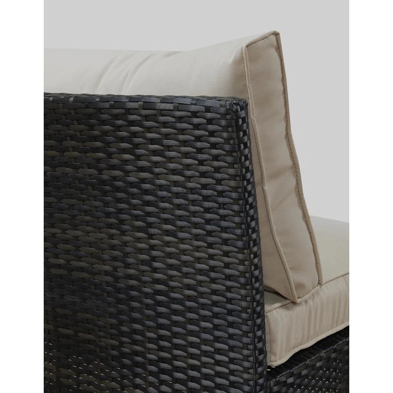 Burmeister 118'' Wide Outdoor Wicker Curved Patio Sectional with Cushions | Wayfair North America