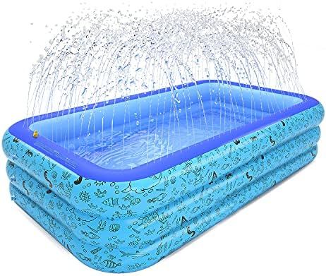 AQCSS Inflatable Swimming Pools,Kiddie Pools Swimming Pool with Sprinkler,0.4mm PVC Materials 87"... | Amazon (US)