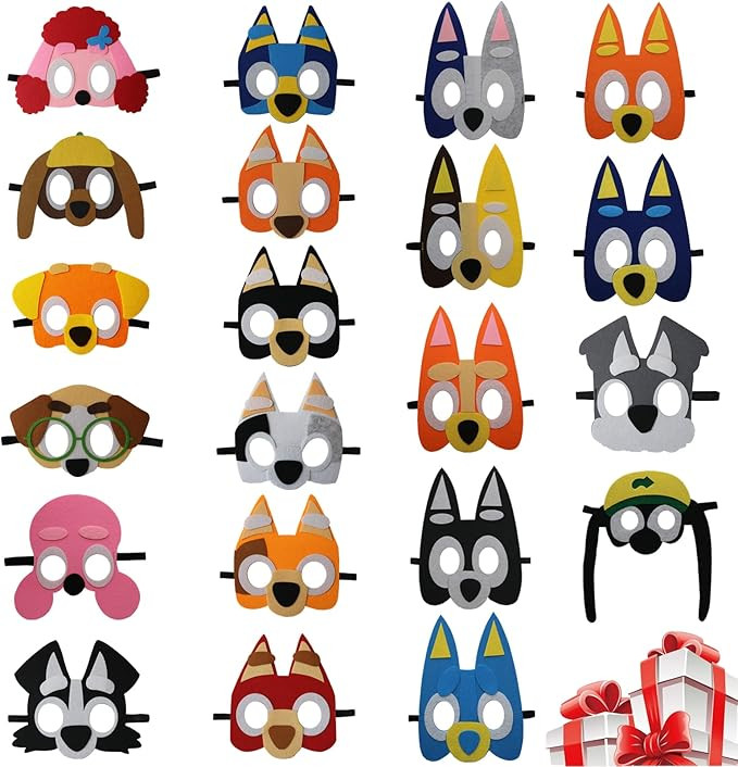 21 Packs Blue Puppy Dog Felt Mask for Kids, Puppy Dog Themed Party Supplies Birthday Party Favors... | Amazon (US)
