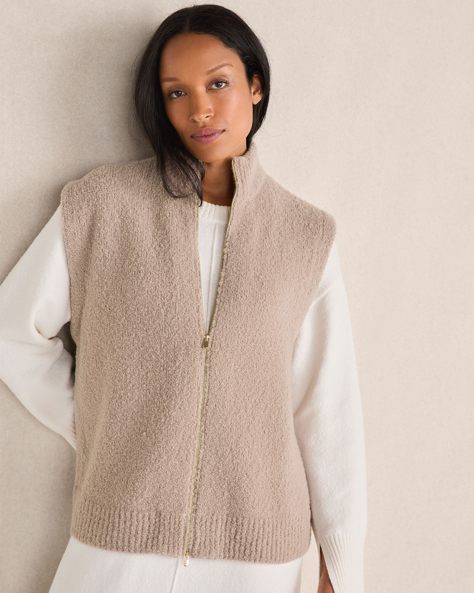 Boucle Zip-Front Vest | Haven Well Within