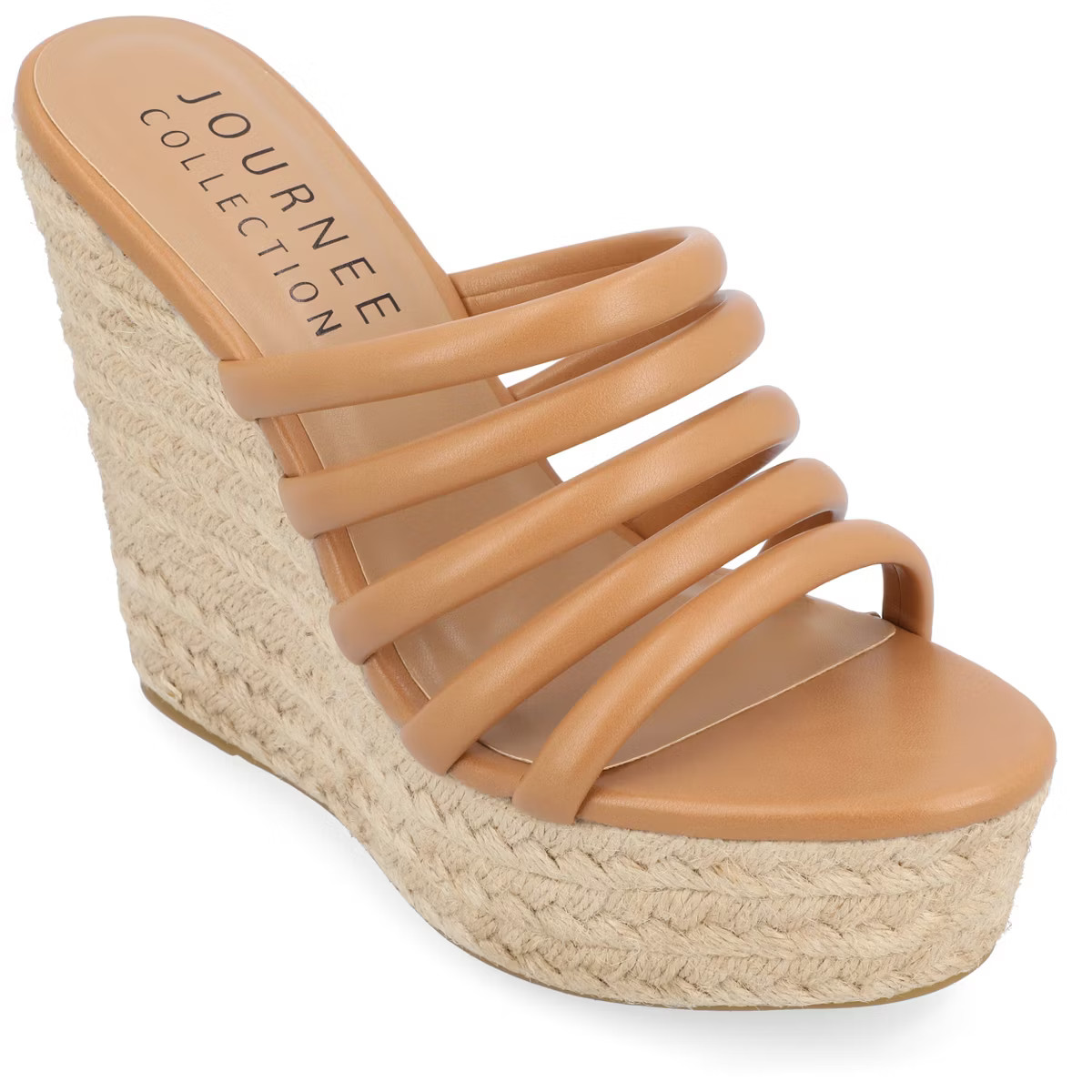 Journee Collection Womens Cynthie Tru Comfort Foam Slip On Espadrille Wedge Sandals Tan 8 | Target