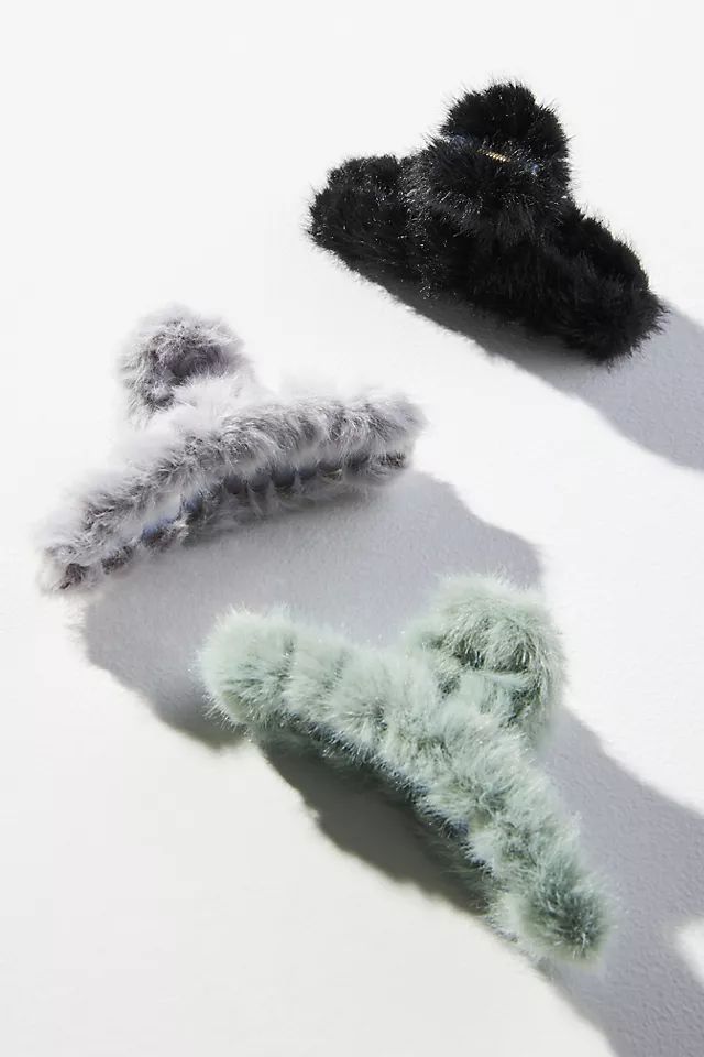 Faux Fur Claw Hair Clip Set | Anthropologie (US)